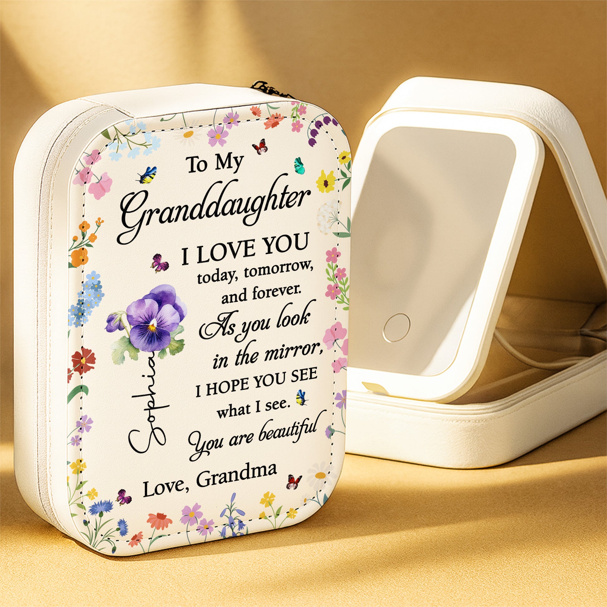 To My Granddaughter, I LOVE YOU, Flowers and Butterflies