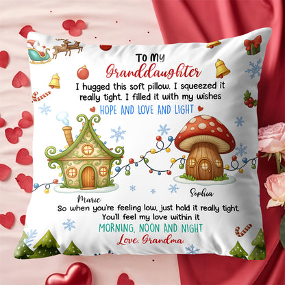 I Hugged This Soft Pillow With Christmas Lights and Gifts