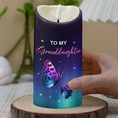 To My Granddaughter, LED Candle With Butterflies And Stars