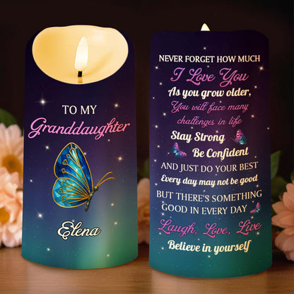 To My Granddaughter Believe In Yourself Butterfly Design - Personalized Custom LED Candle - GDT481_LECA