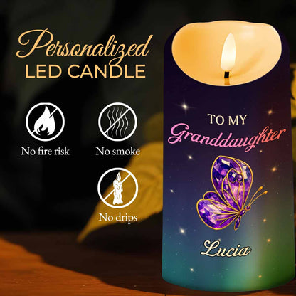 To My Granddaughter Believe In Yourself Butterfly Design - Personalized Custom LED Candle - GDT481_LECA