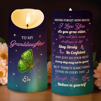 To My Granddaughter Believe In Yourself Butterfly Design - Personalized Custom LED Candle - GDT481_LECA