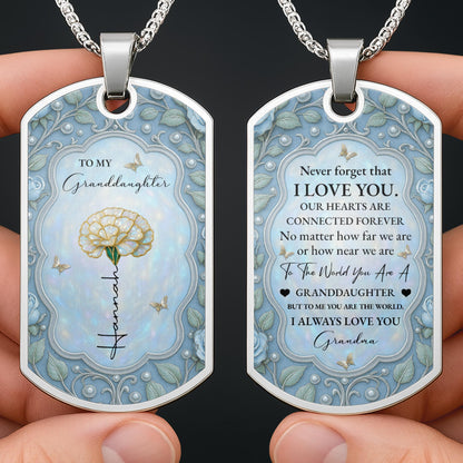 To My Granddaughter, Love From Grandma Flower And Butterflies Necklace