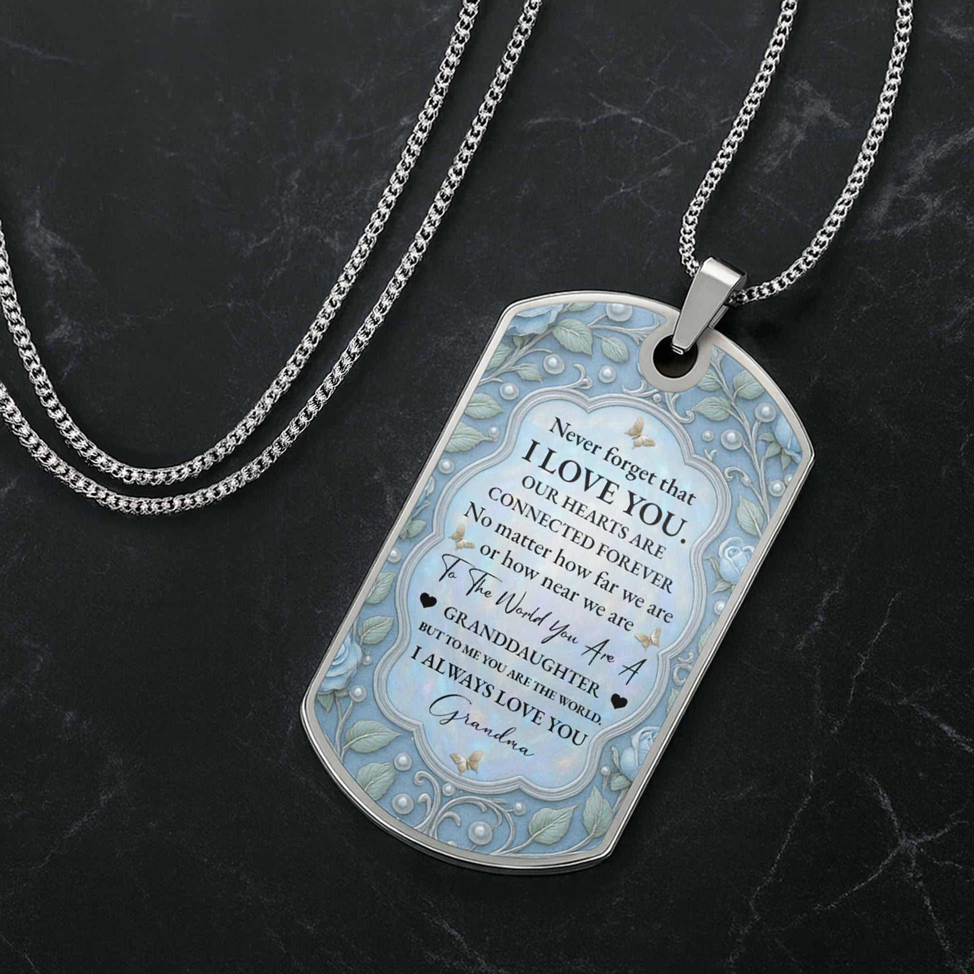 To My Granddaughter, Love From Grandma Flower And Butterflies Necklace