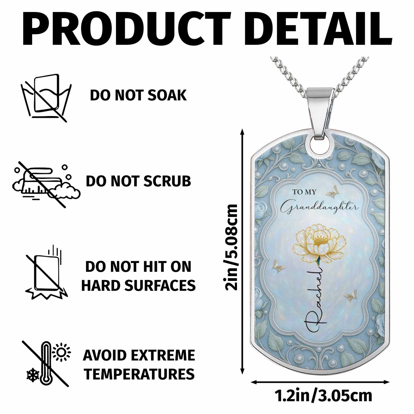 To My Granddaughter, Love From Grandma Flower And Butterflies Necklace