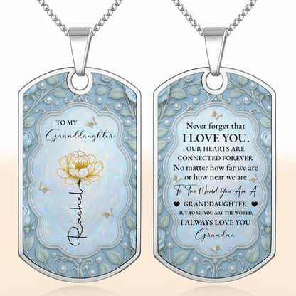 To My Granddaughter, Love From Grandma Flower And Butterflies Necklace