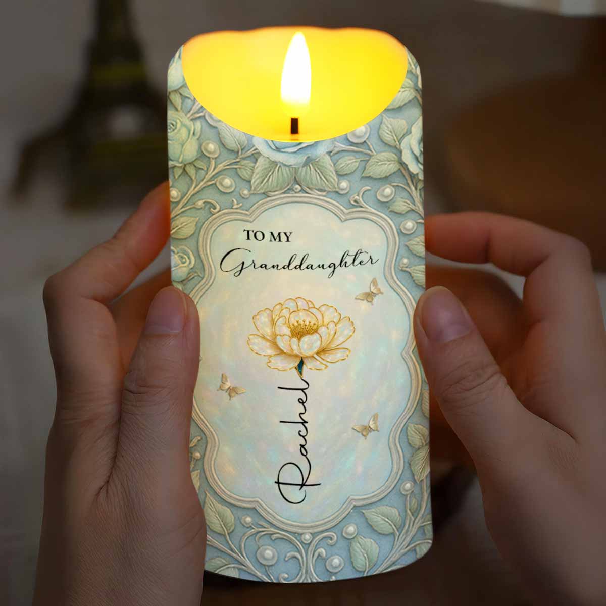 To My Granddaughter, Love You Always, Heart and Flower Design