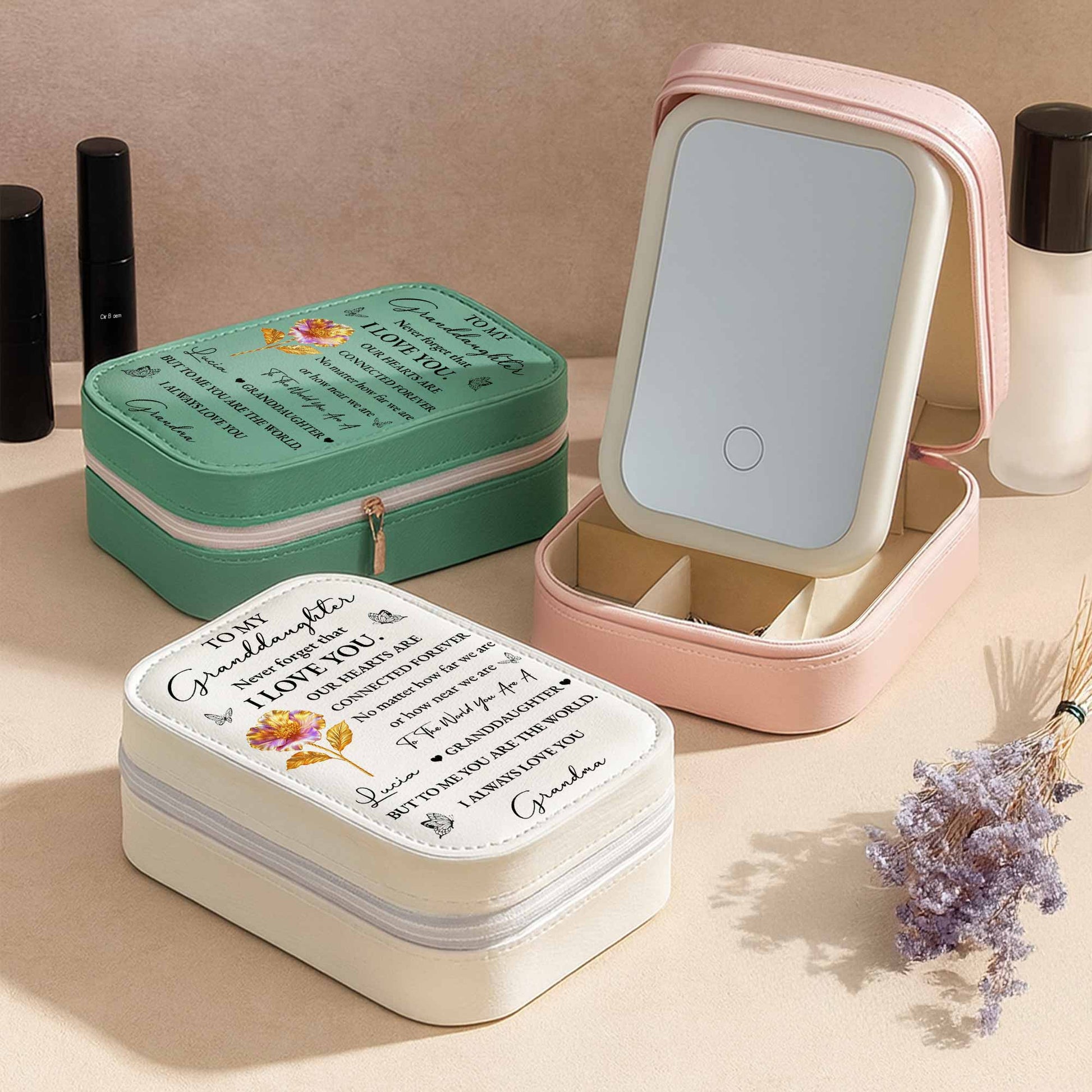 To My Granddaughter Connected Hearts and Flower