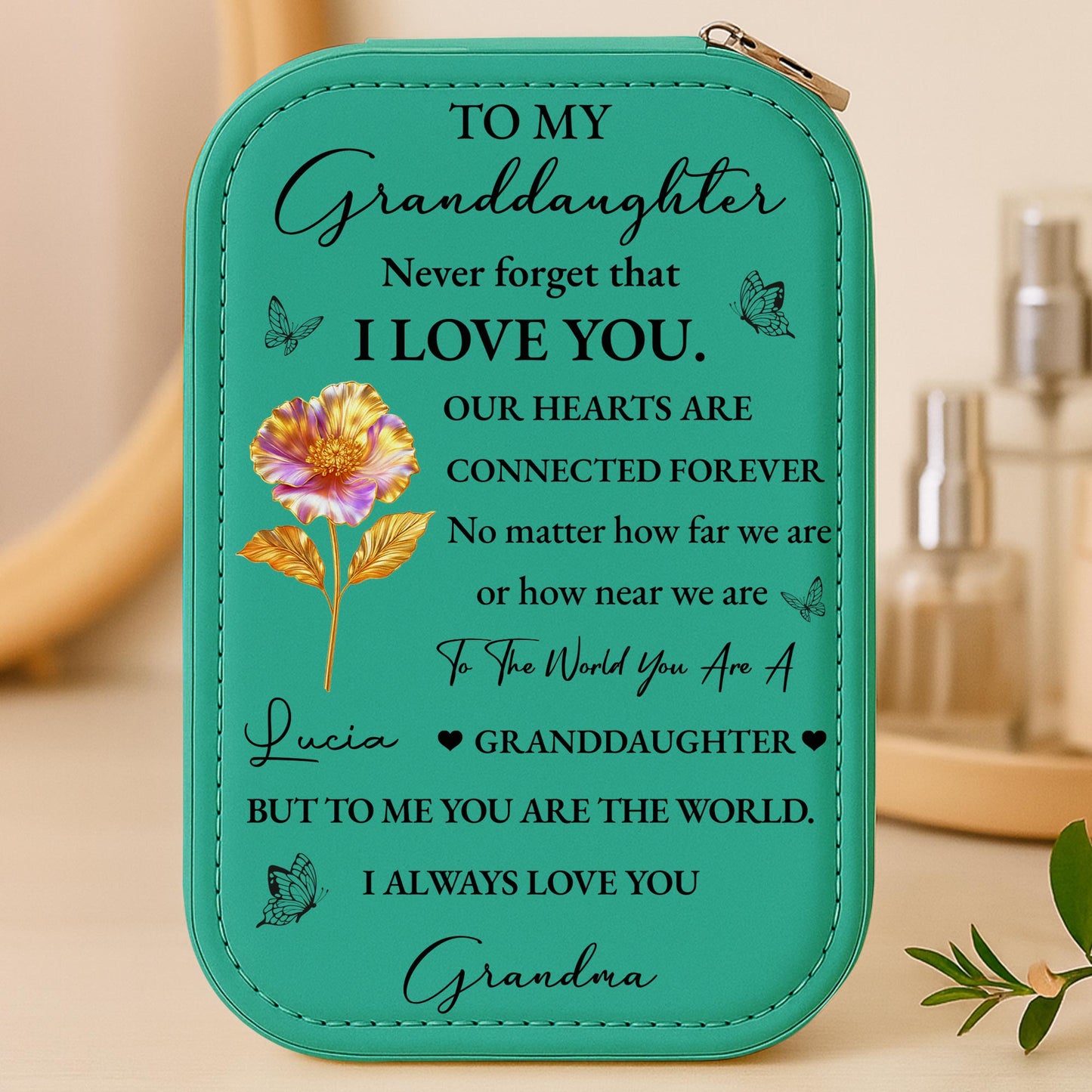 To My Granddaughter Connected Hearts and Flower