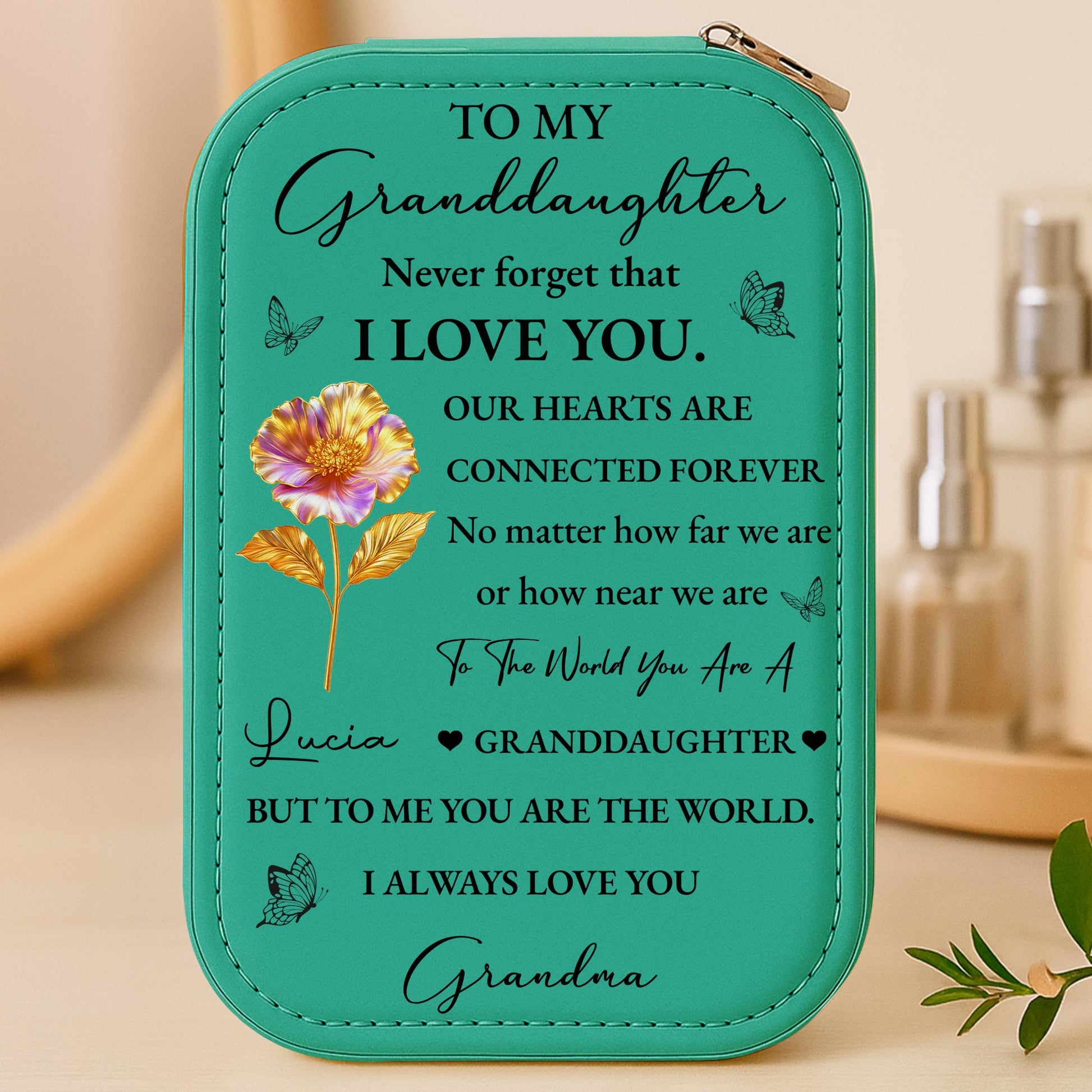 To My Granddaughter Connected Hearts and Flower