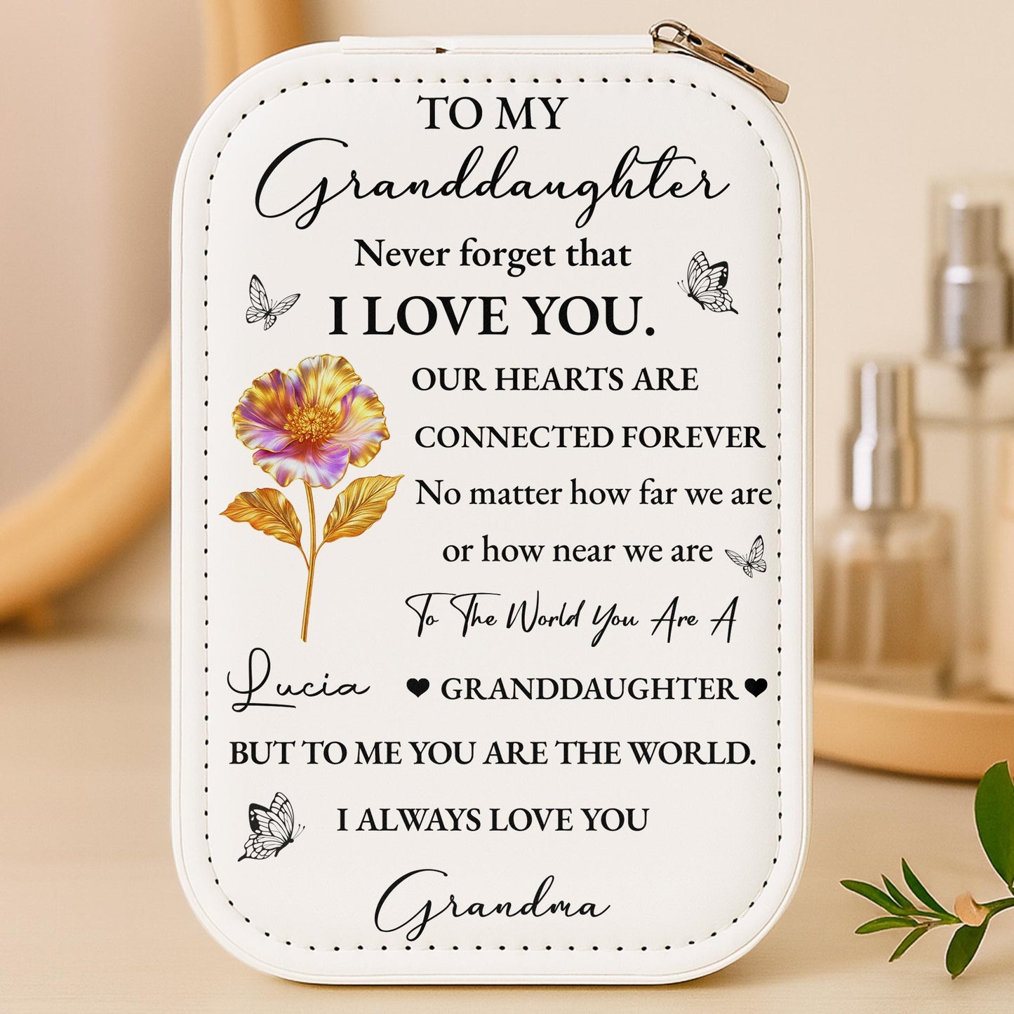 To My Granddaughter Connected Hearts and Flower