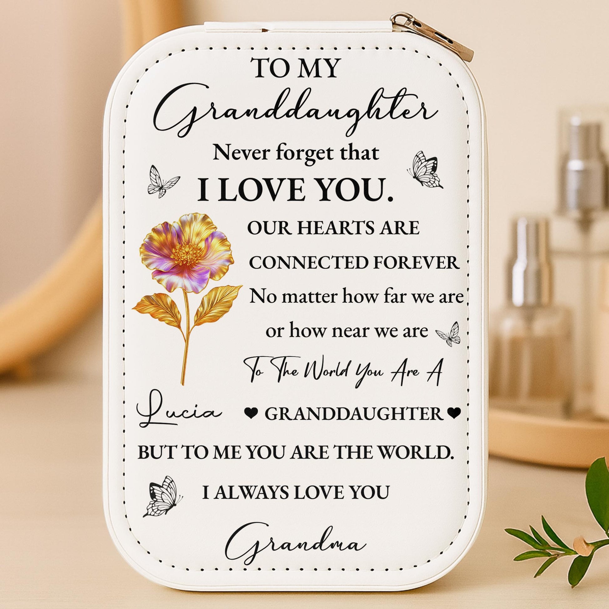 To My Granddaughter Connected Hearts and Flower