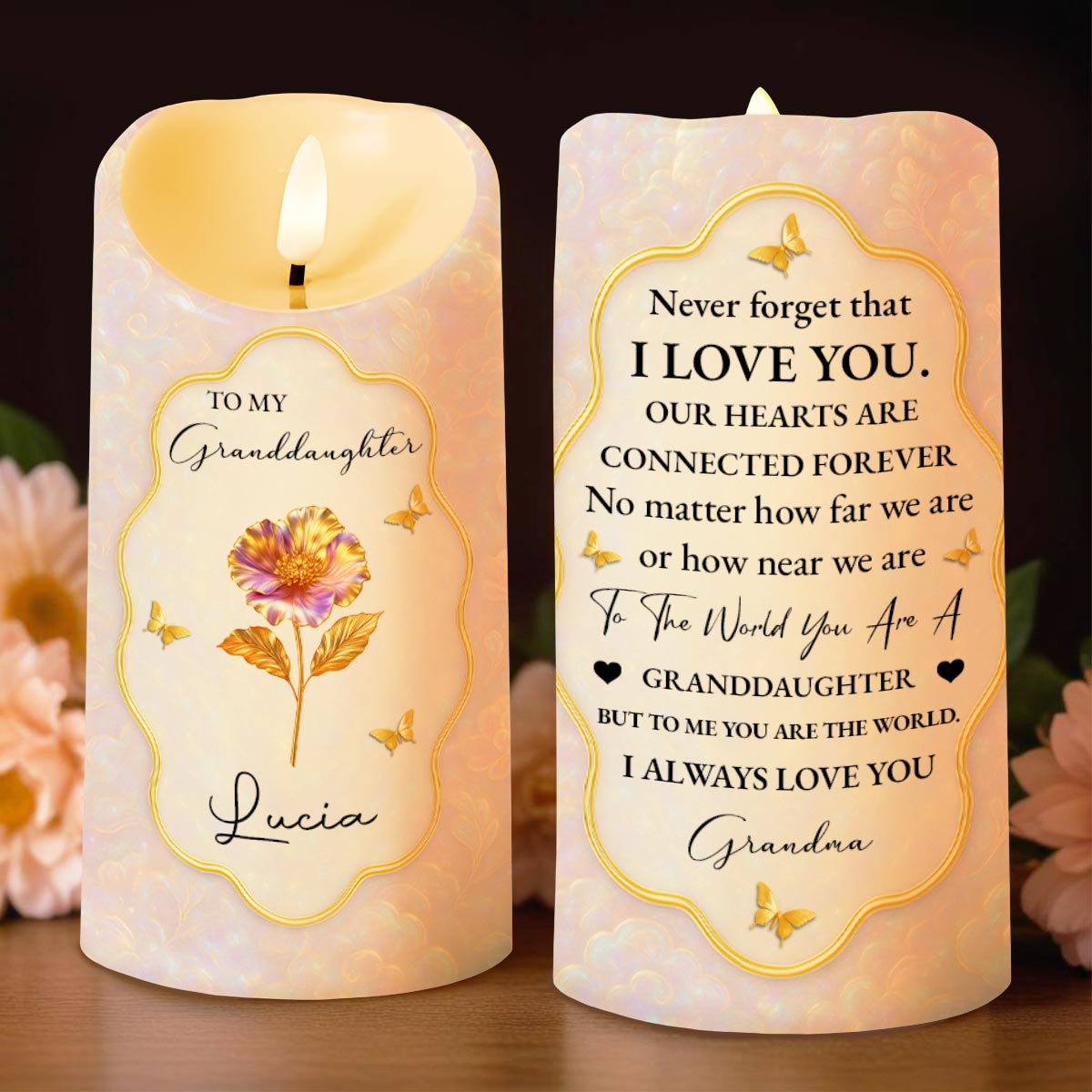 To My Granddaughter, Love From Grandma, Flowers And Butterflies