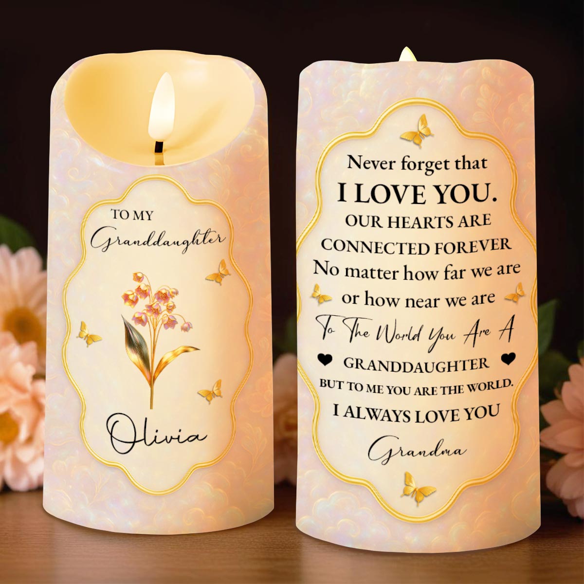 To My Granddaughter, Love From Grandma, Flowers And Butterflies