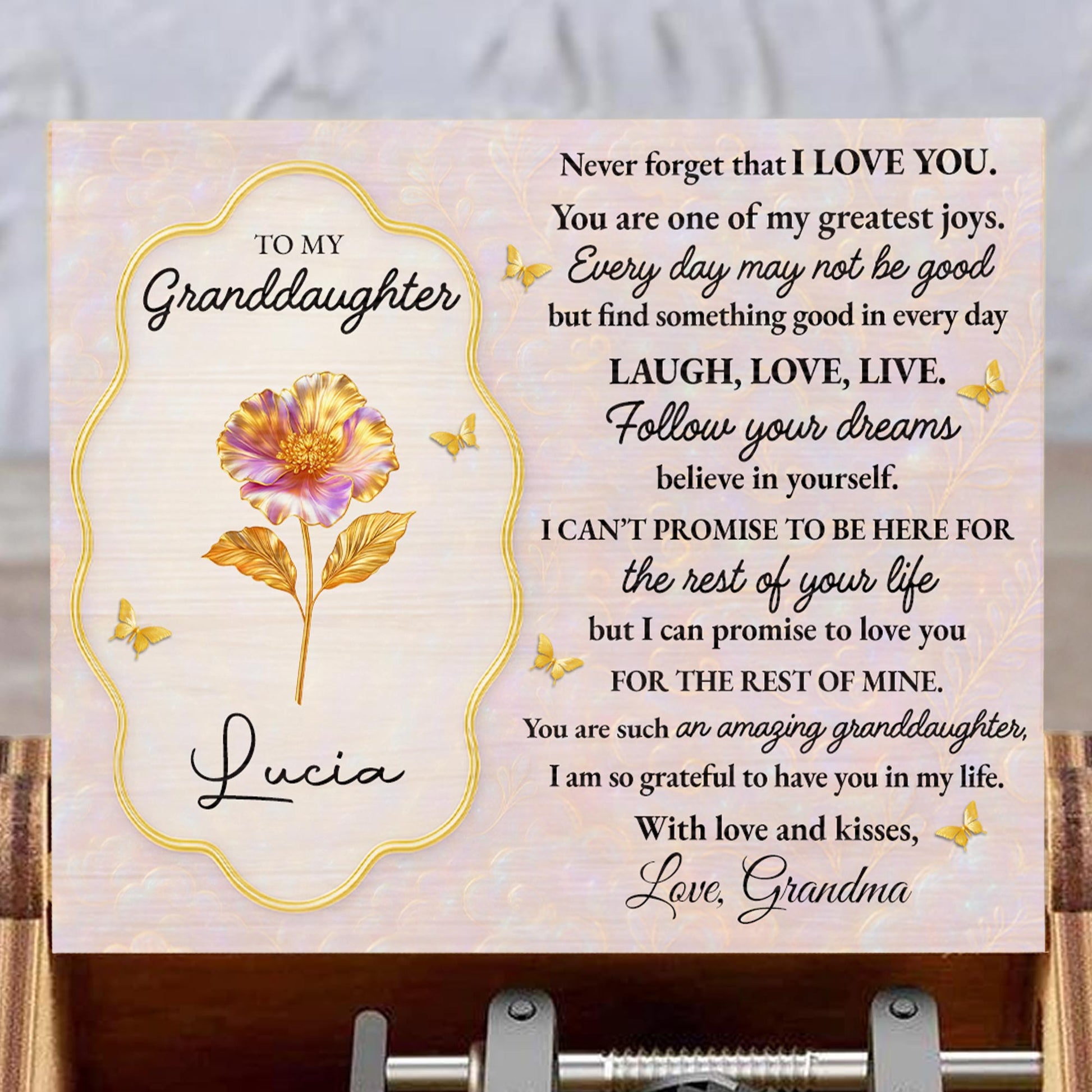 To My Granddaughter, Never Forget I Love You, Flowers and Butterflies