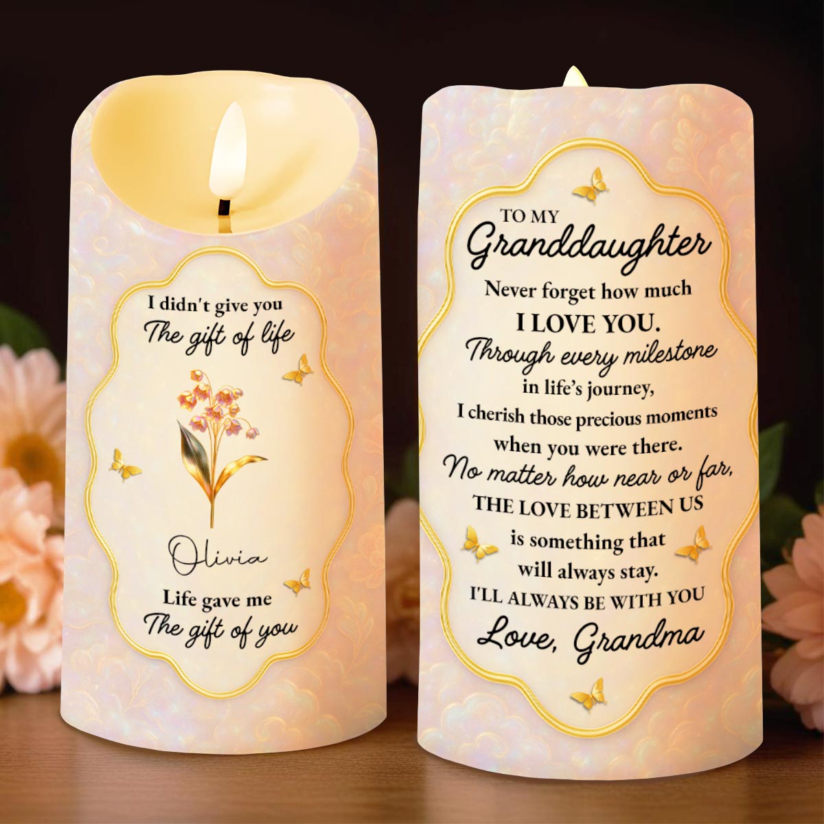 To My Granddaughter, Love That Will Always Stay, Flowers and Butterflies