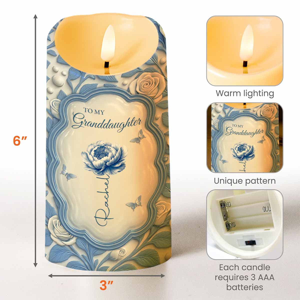 To My Granddaughter, Love From Grandma, Rose And Butterfly