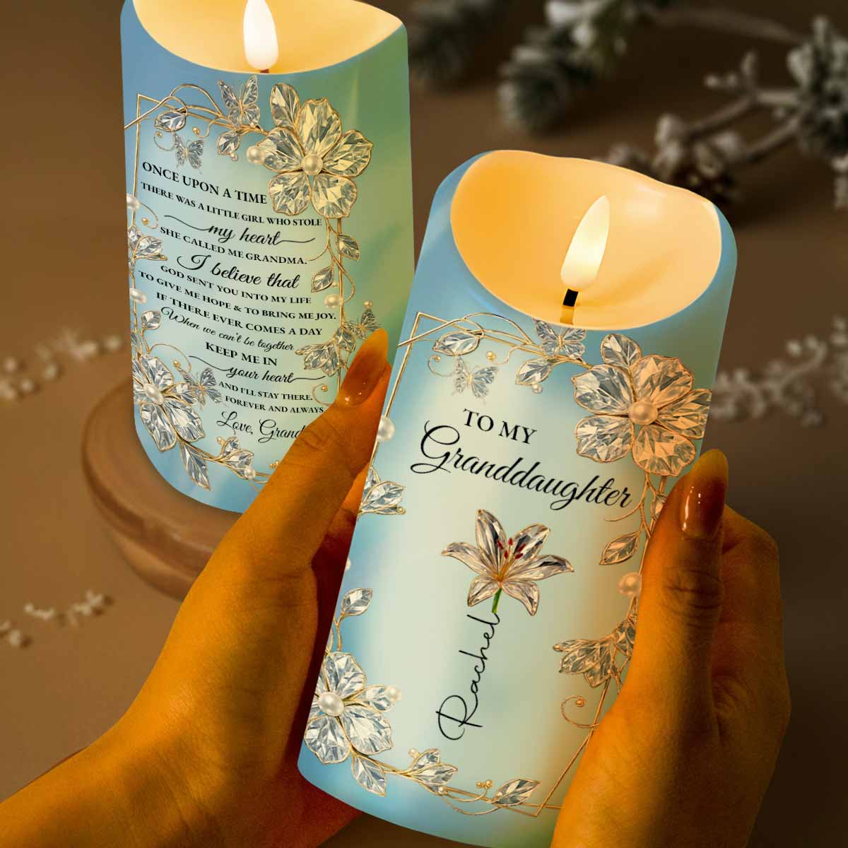 To My Granddaughter, Love From Grandma, Flowers and Pearls