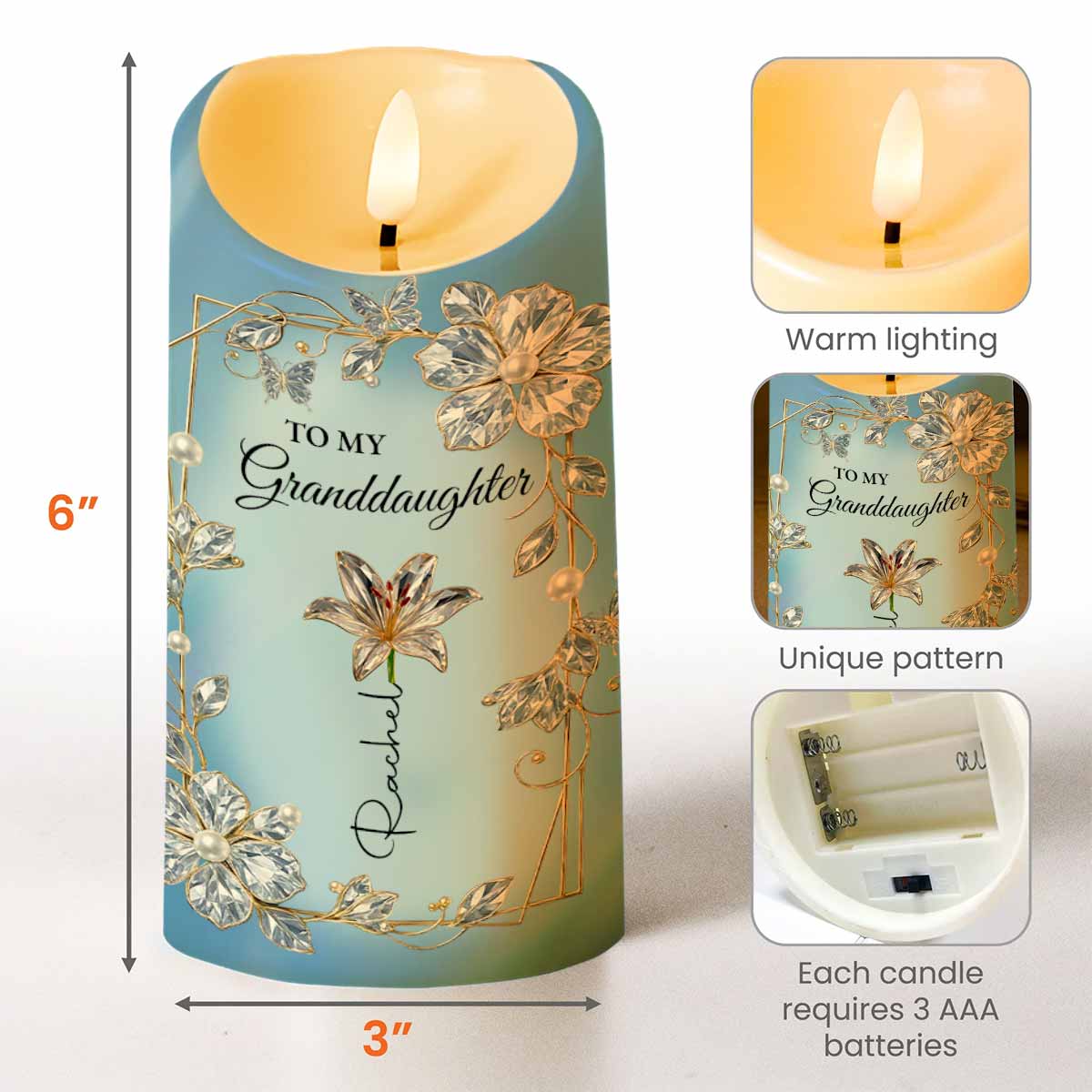 To My Granddaughter, Love From Grandma, Flowers and Pearls