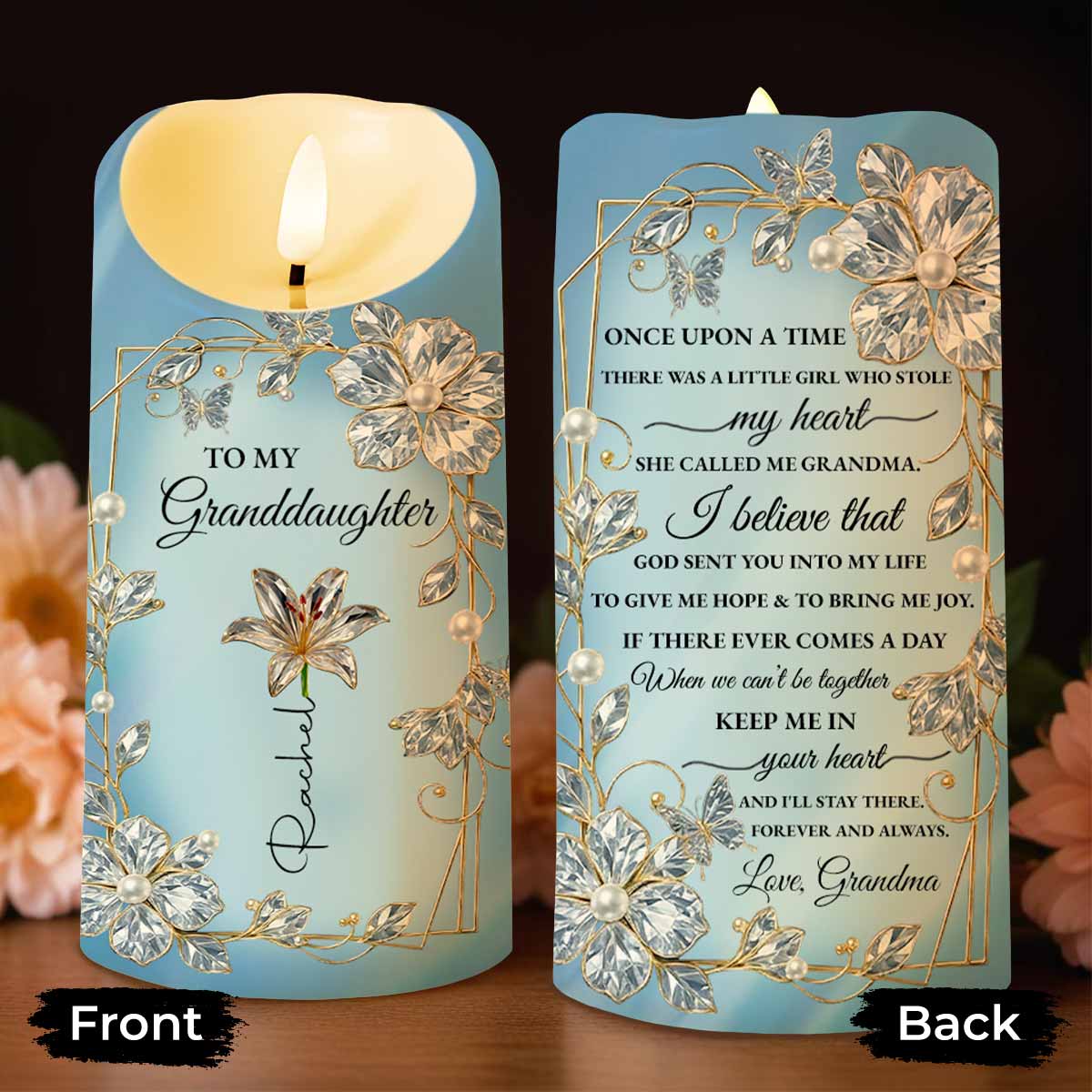 To My Granddaughter, Love From Grandma, Flowers and Pearls