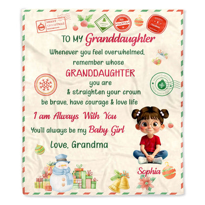 To My Granddaughter, Remember Whose You Are, Christmas Icons - Personalized Custom Blanket - GDT510_BLK