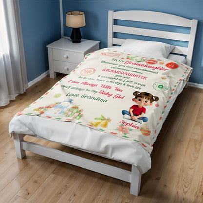To My Granddaughter, Remember Whose You Are, Christmas Icons - Personalized Custom Blanket - GDT510_BLK