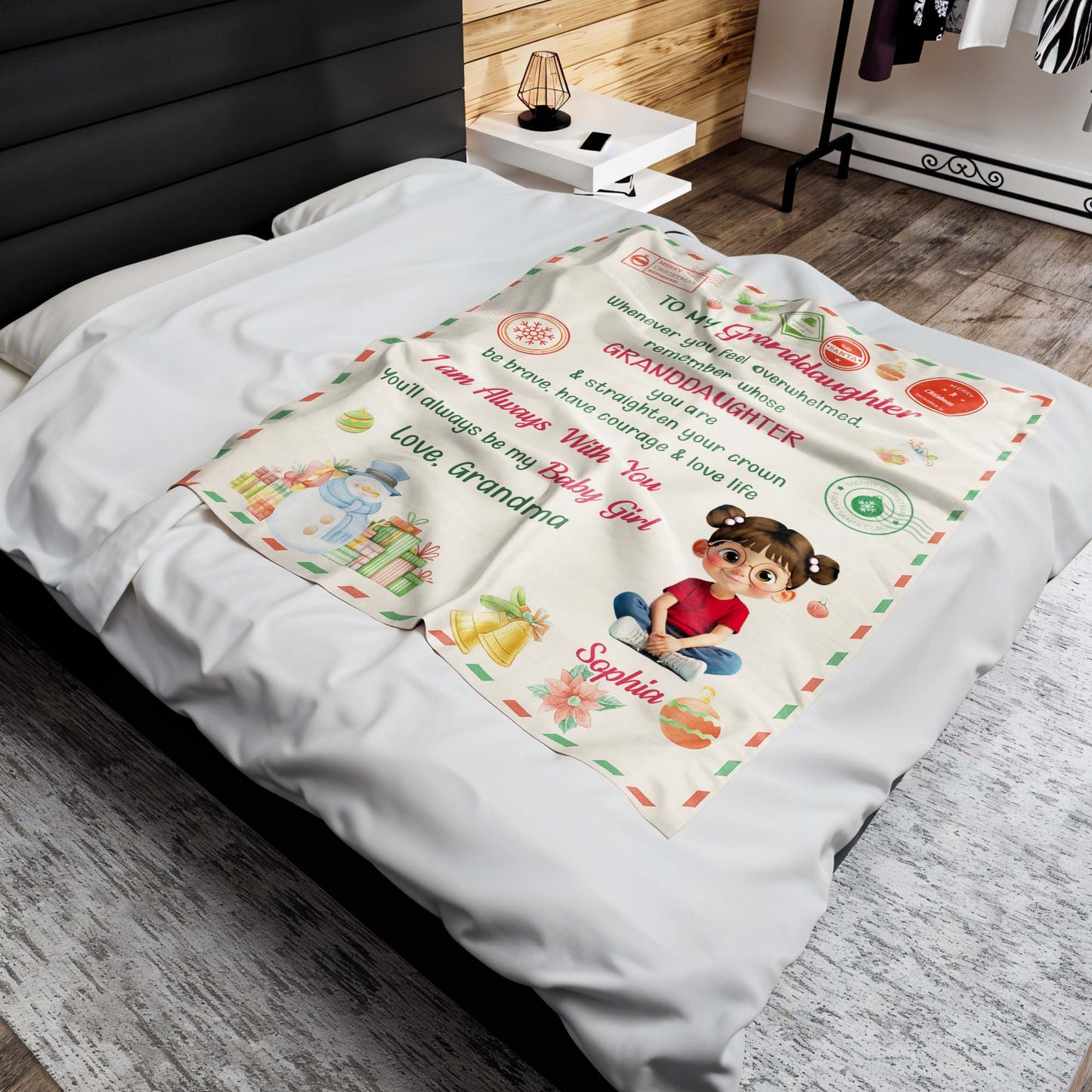 To My Granddaughter, Remember Whose You Are, Christmas Icons - Personalized Custom Blanket - GDT510_BLK