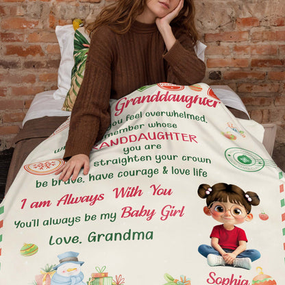To My Granddaughter, Remember Whose You Are, Christmas Icons - Personalized Custom Blanket - GDT510_BLK