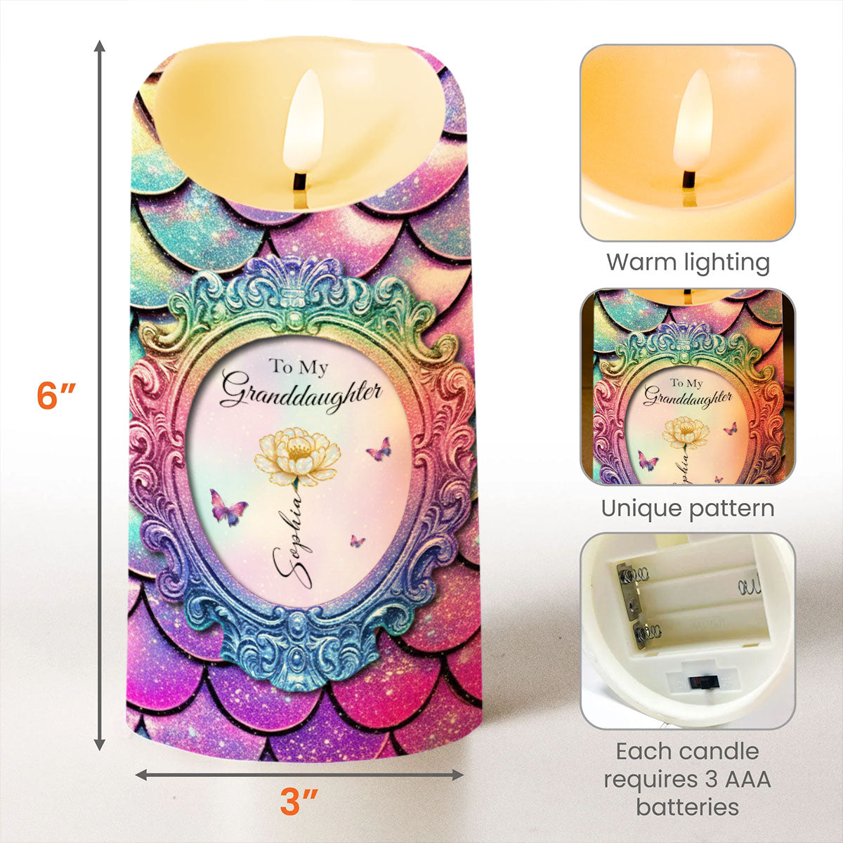 Behind You, All Your Memories, Butterflies And Flowers - Personalized Custom LED Candle - GDT512_LECA