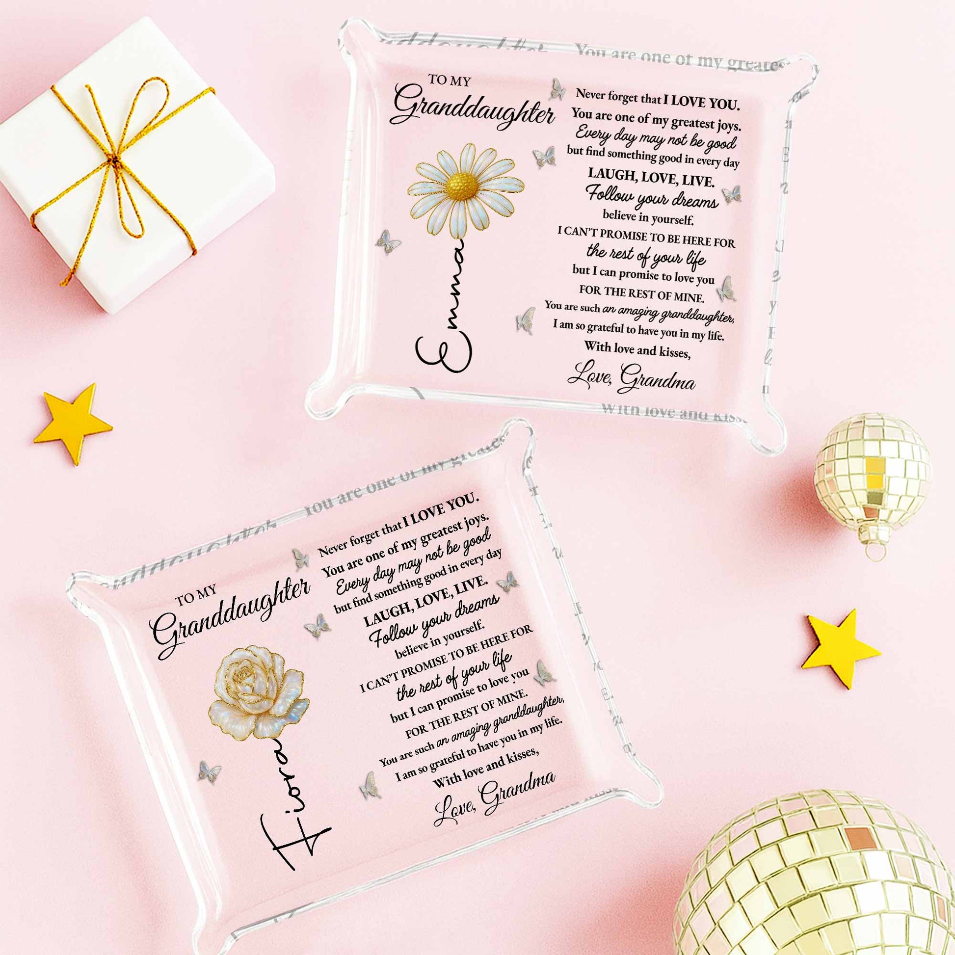 To My Granddaughter, Flower And Butterflies Design