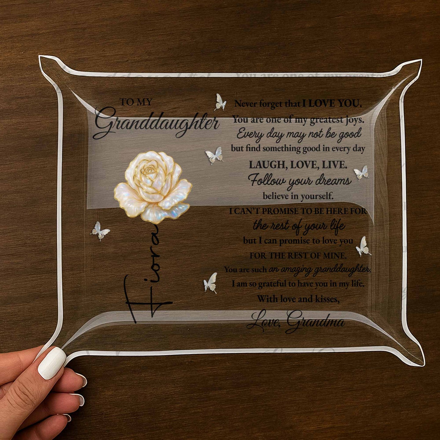 To My Granddaughter, Flower And Butterflies Design
