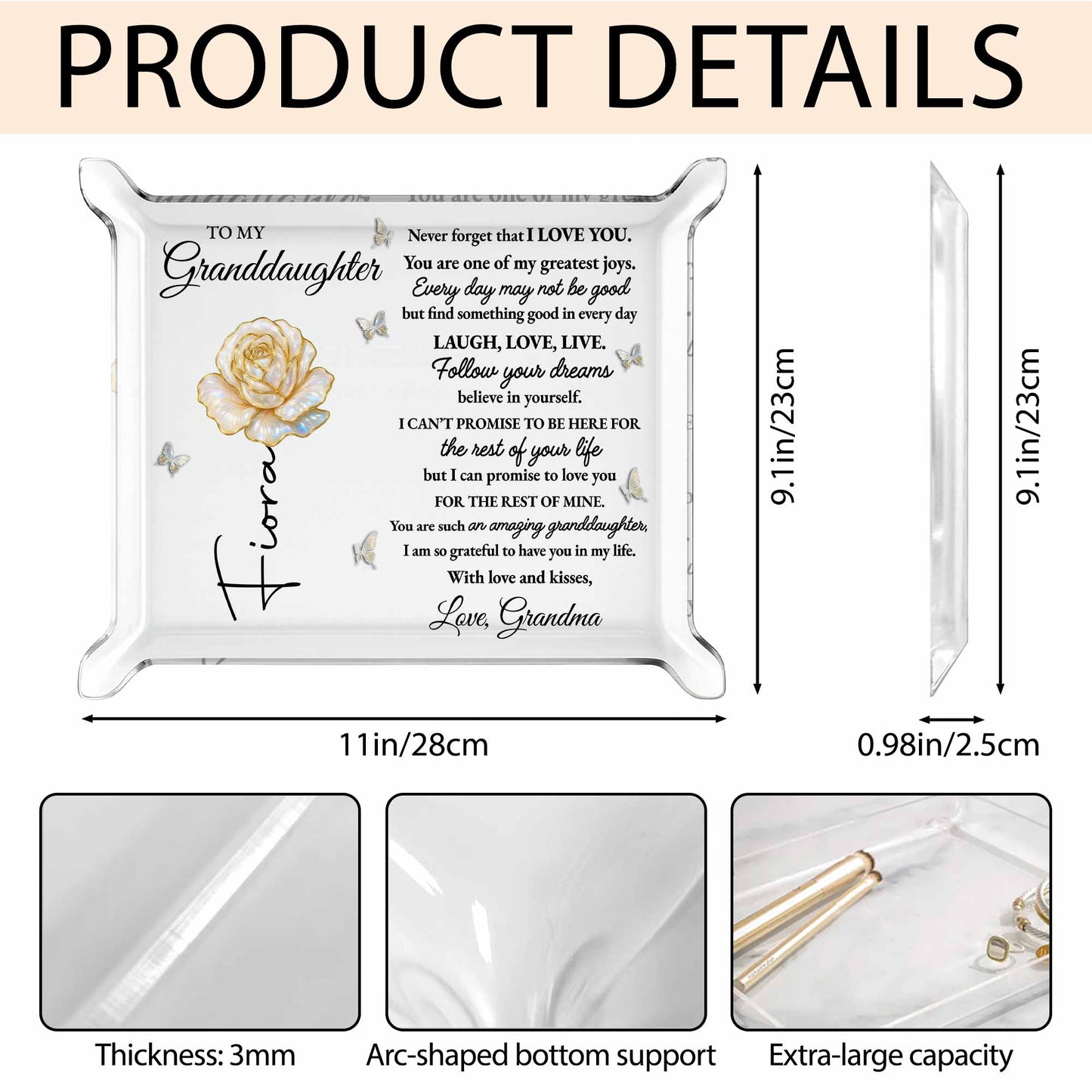 To My Granddaughter, Flower And Butterflies Design