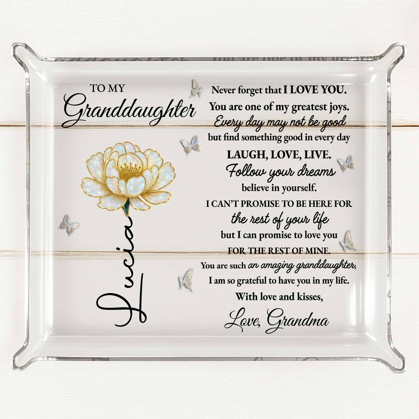 To My Granddaughter, Flower And Butterflies Design