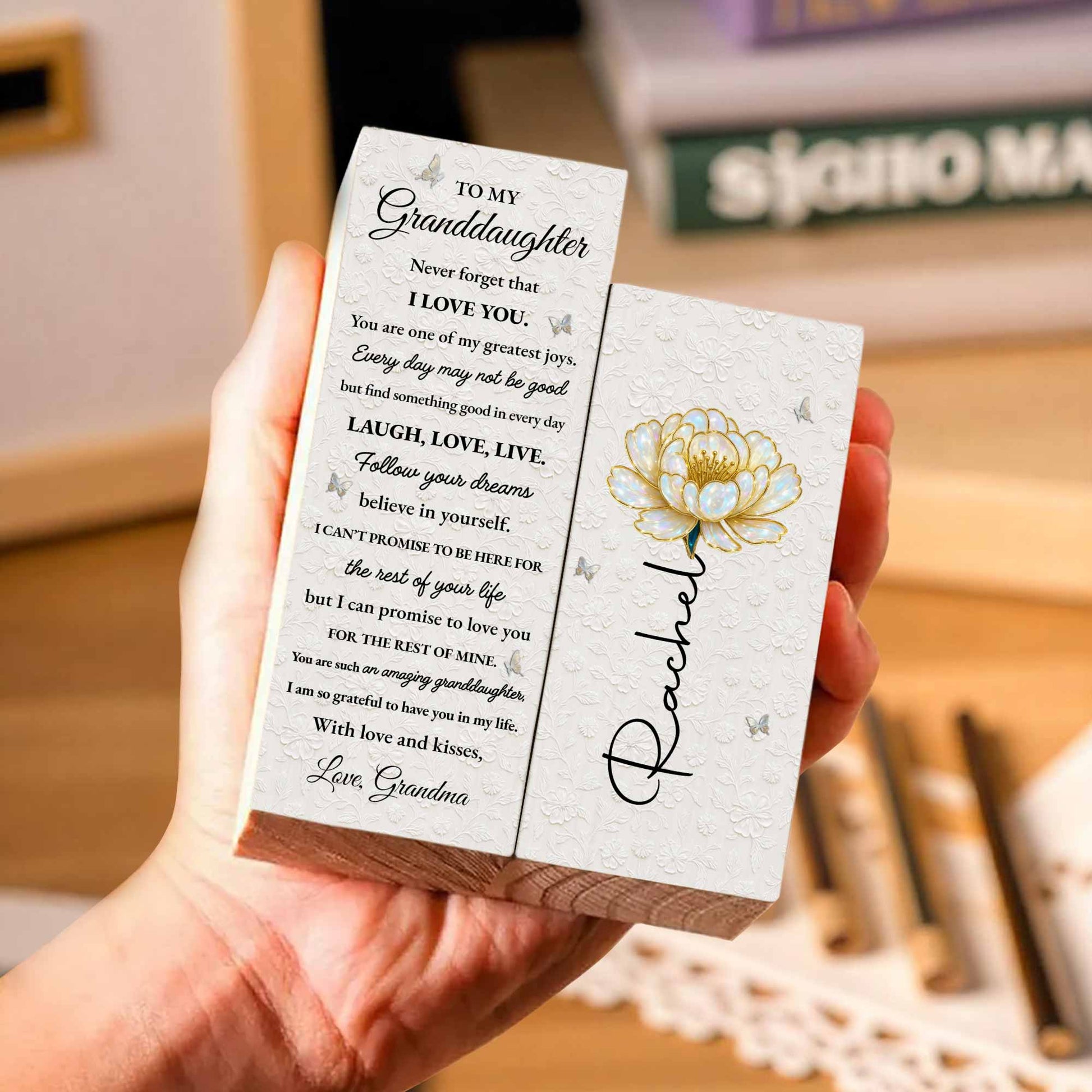 To My Granddaughter, Believe In Yourself Flower Design