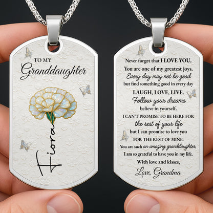To My Granddaughter, Flower and Butterflies Necklace