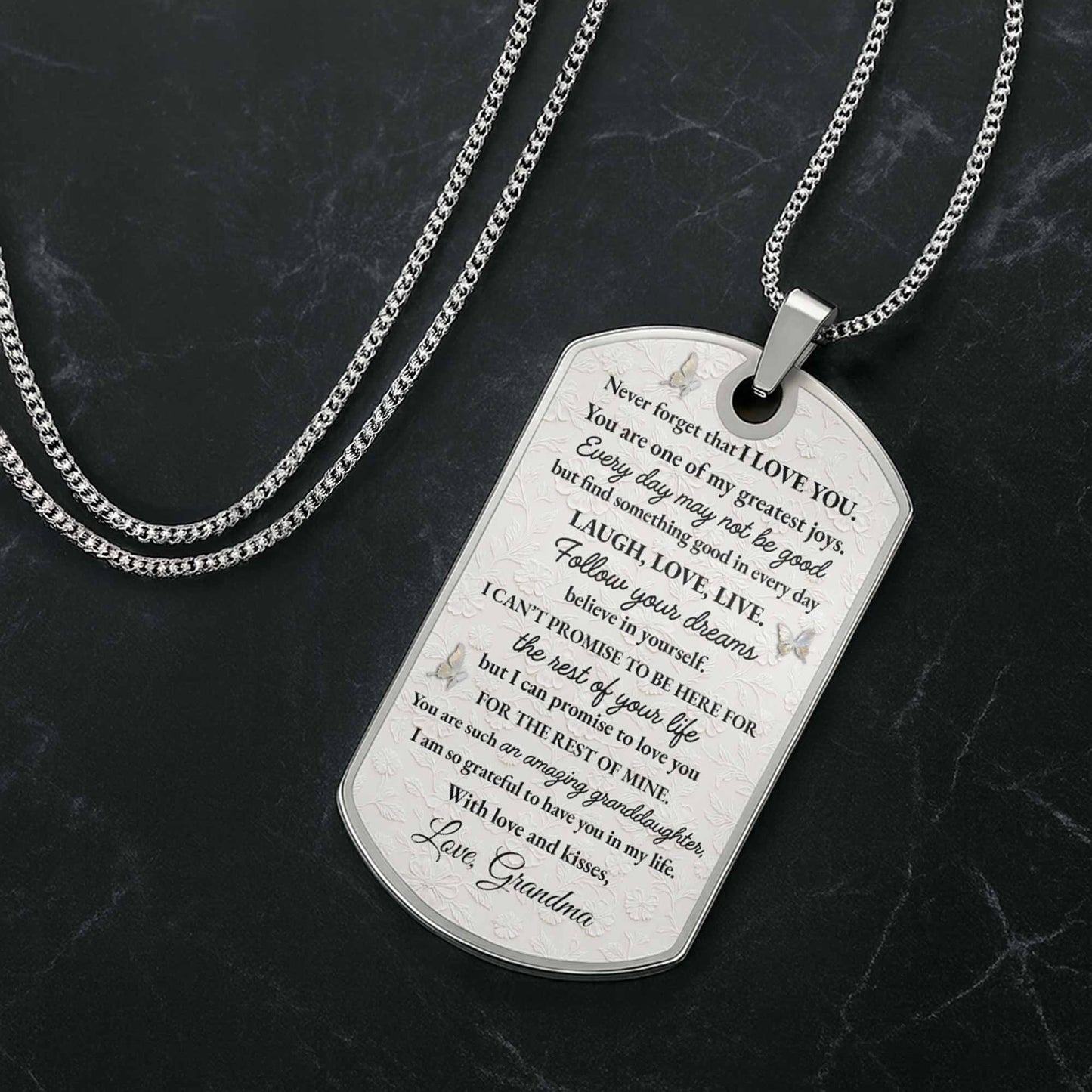 To My Granddaughter, Flower and Butterflies Necklace