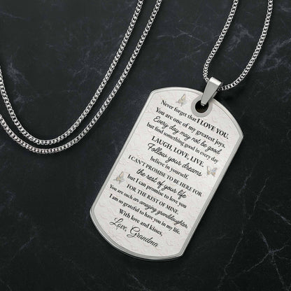 To My Granddaughter, Flower and Butterflies Necklace