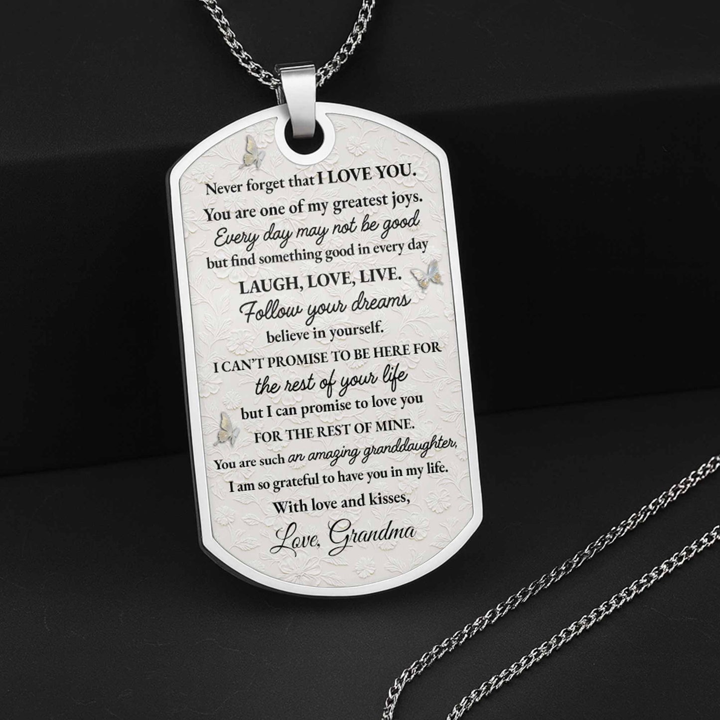 To My Granddaughter, Flower and Butterflies Necklace