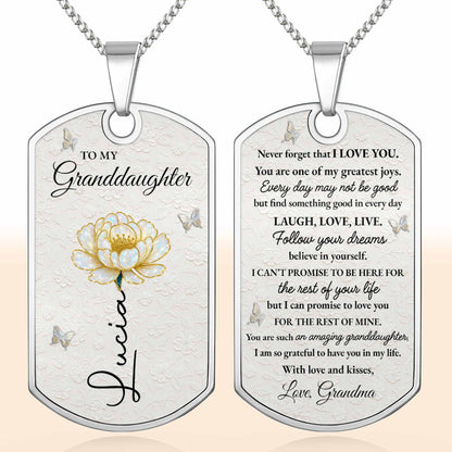 To My Granddaughter, Flower and Butterflies Necklace