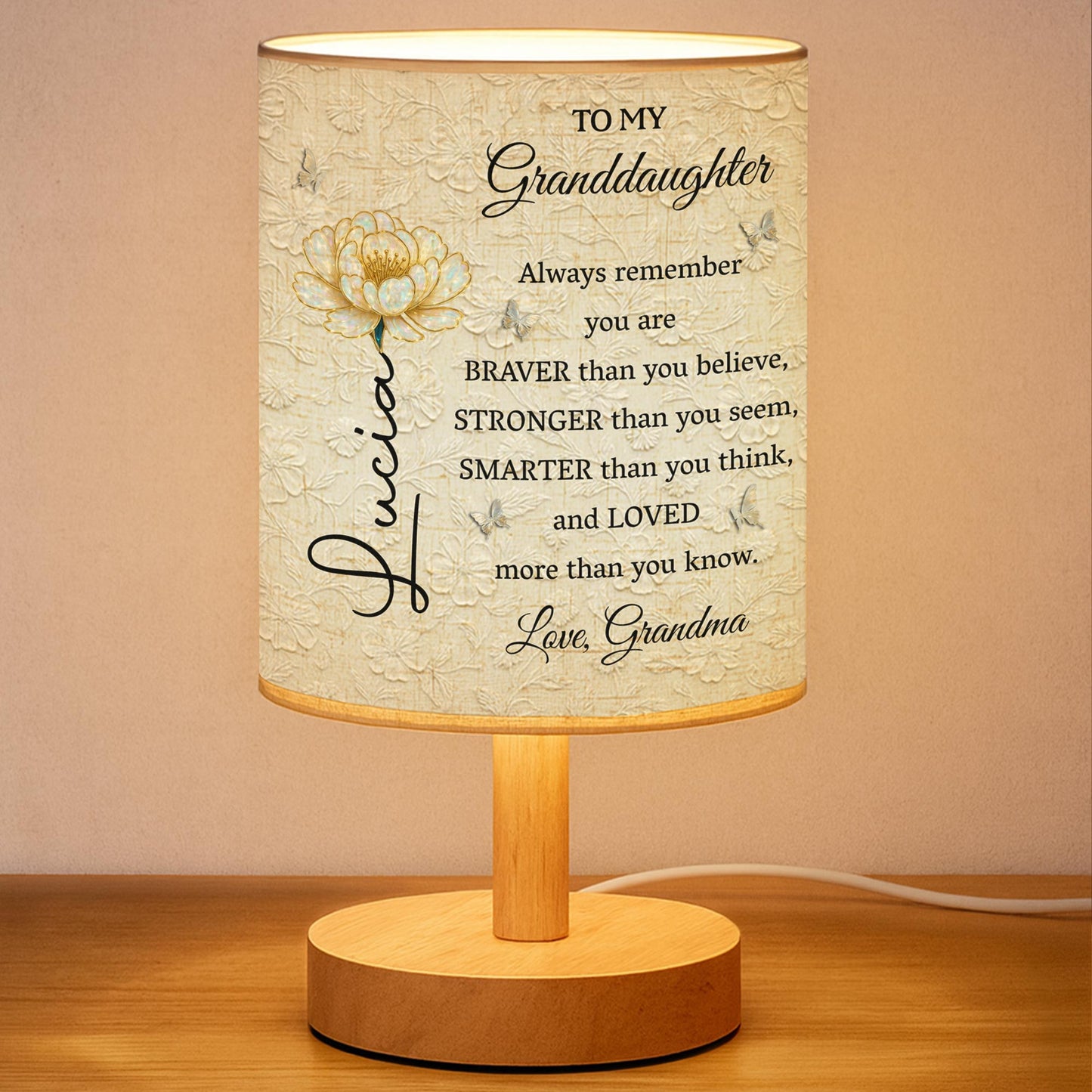 To My Granddaughter, Always Remember You Are Brave And Loved - Personalized Custom Fabric Lamp - GDT514_FLAMP