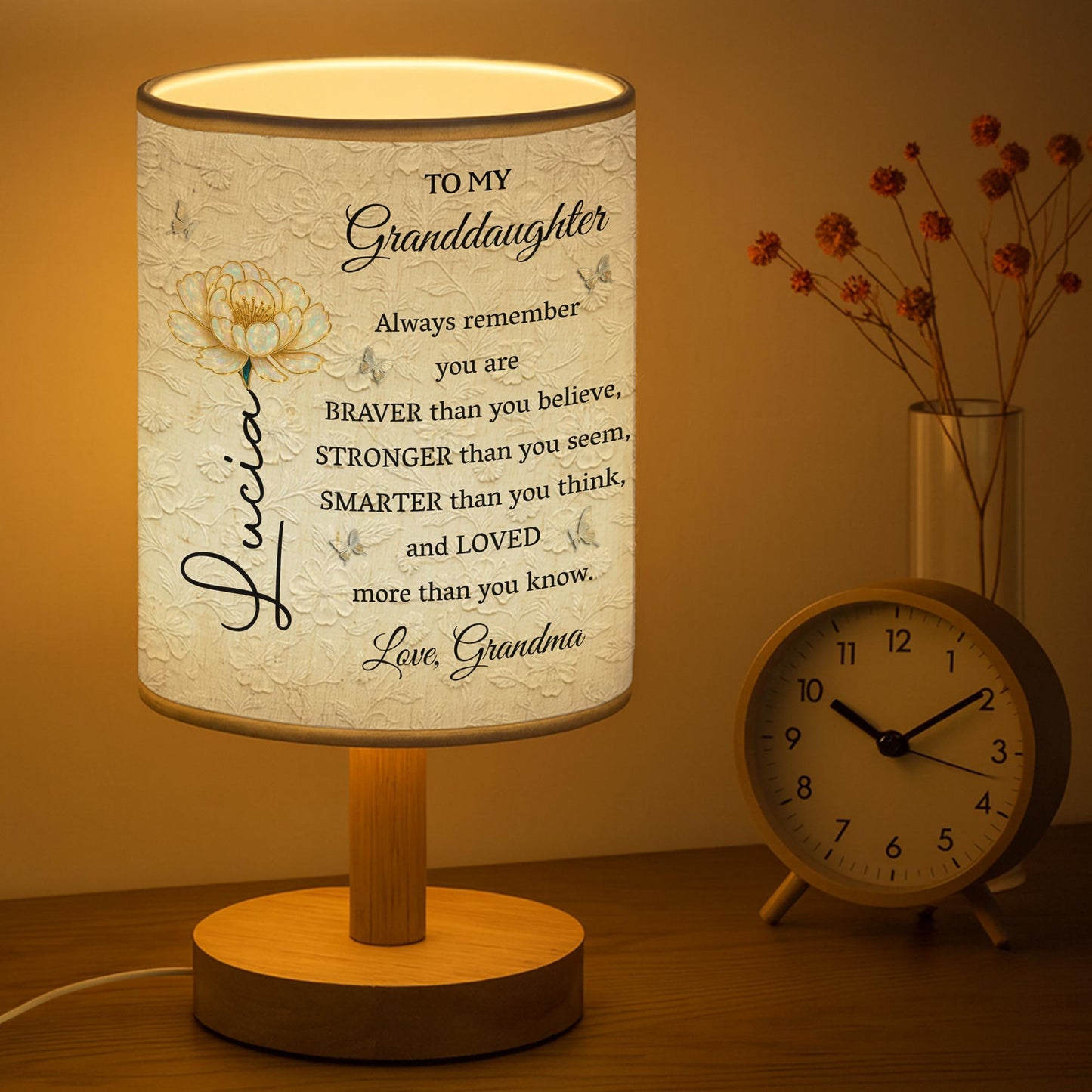 To My Granddaughter, Always Remember You Are Brave And Loved - Personalized Custom Fabric Lamp - GDT514_FLAMP