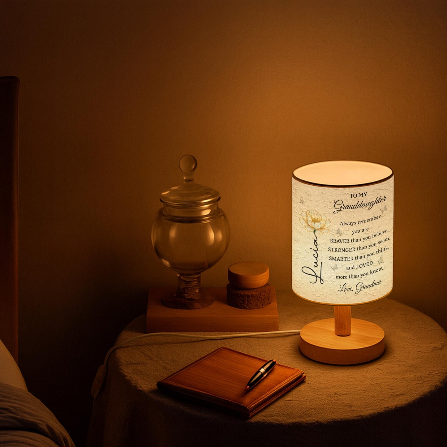 To My Granddaughter, Always Remember You Are Brave And Loved - Personalized Custom Fabric Lamp - GDT514_FLAMP