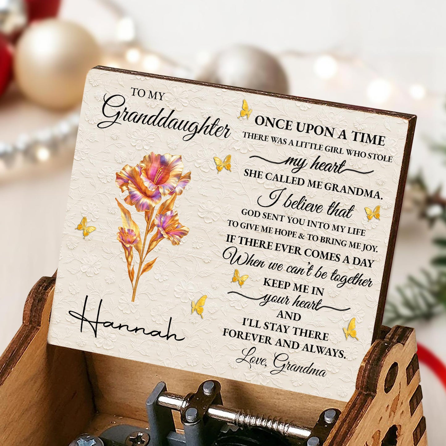 To My Granddaughter, Love Grandma, Flower And Butterflies