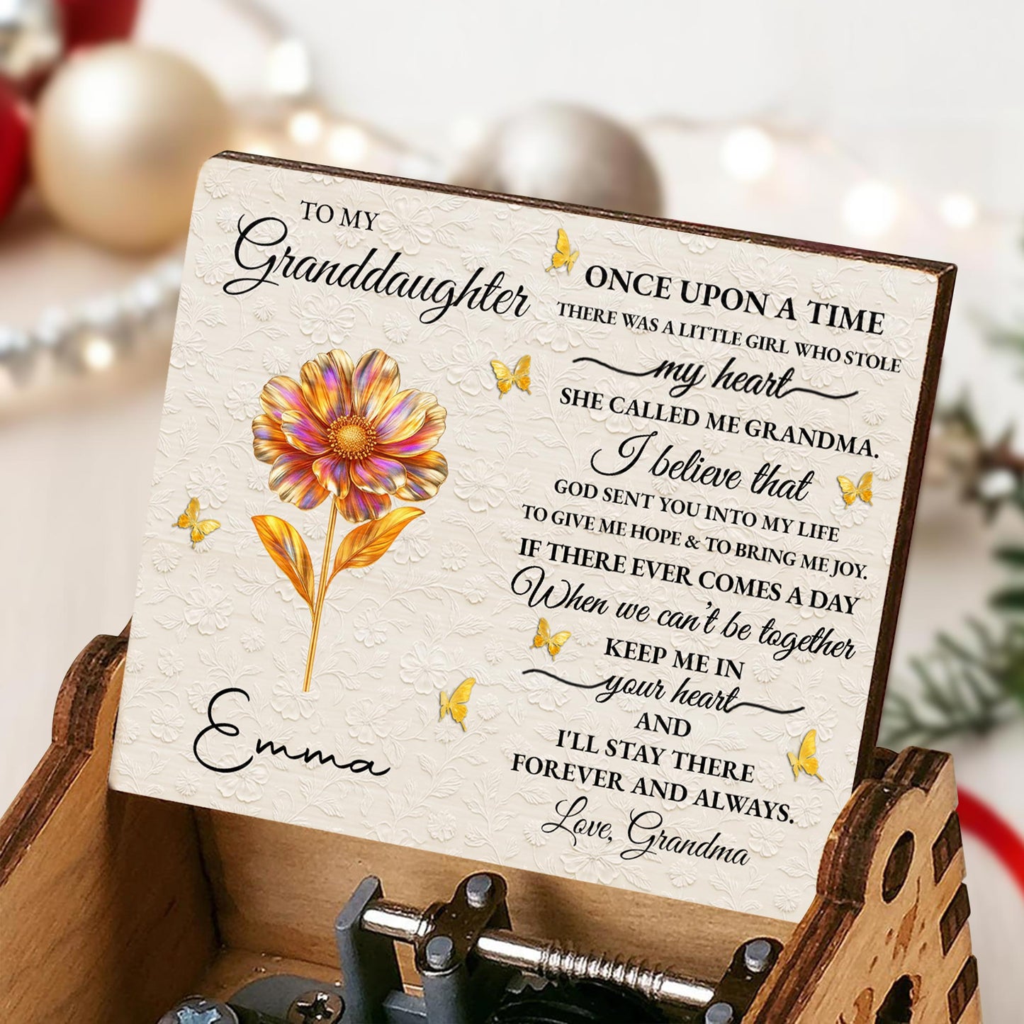 To My Granddaughter, Love Grandma, Flower And Butterflies