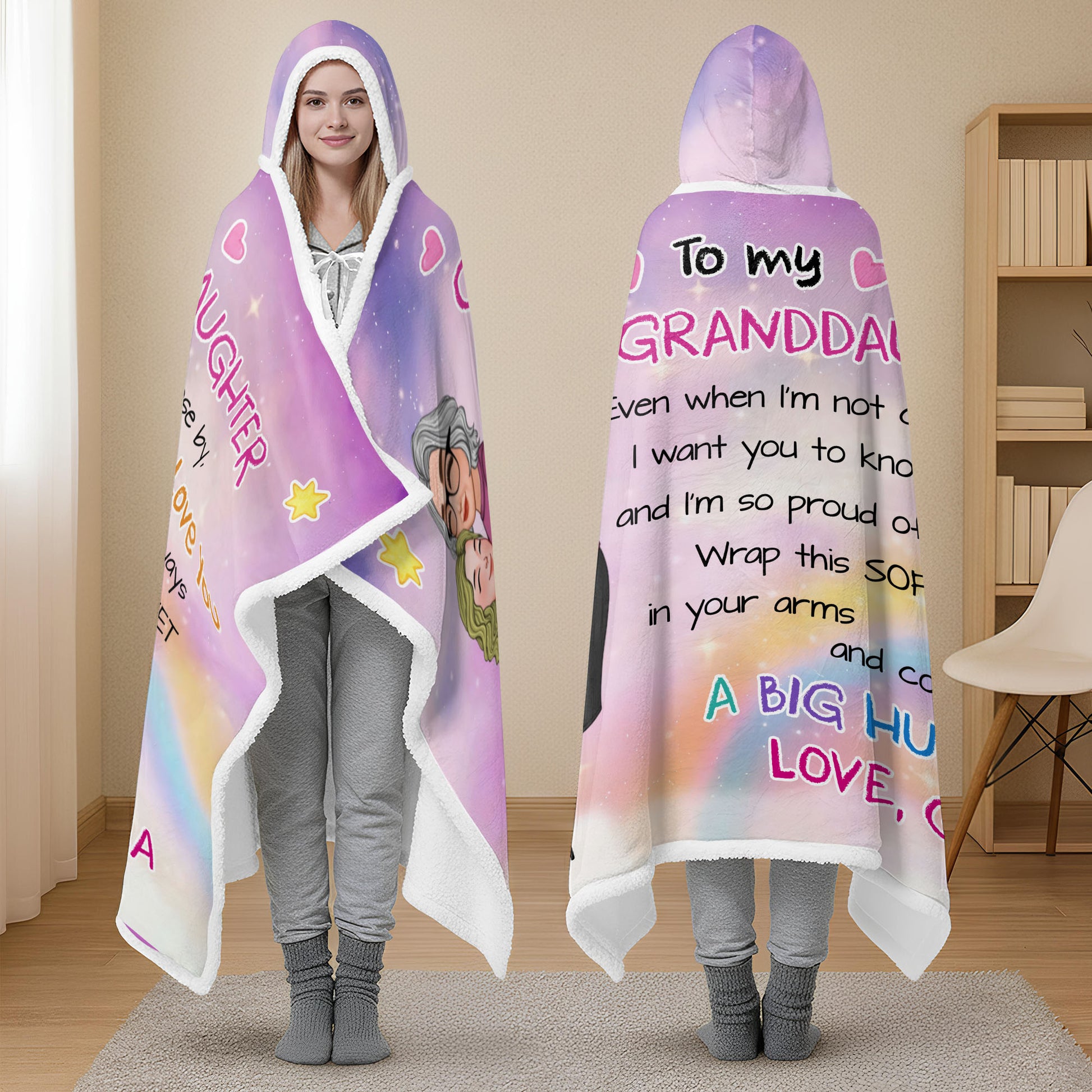 To My Granddaughter, Love And Proud Always, Hearts And Stars