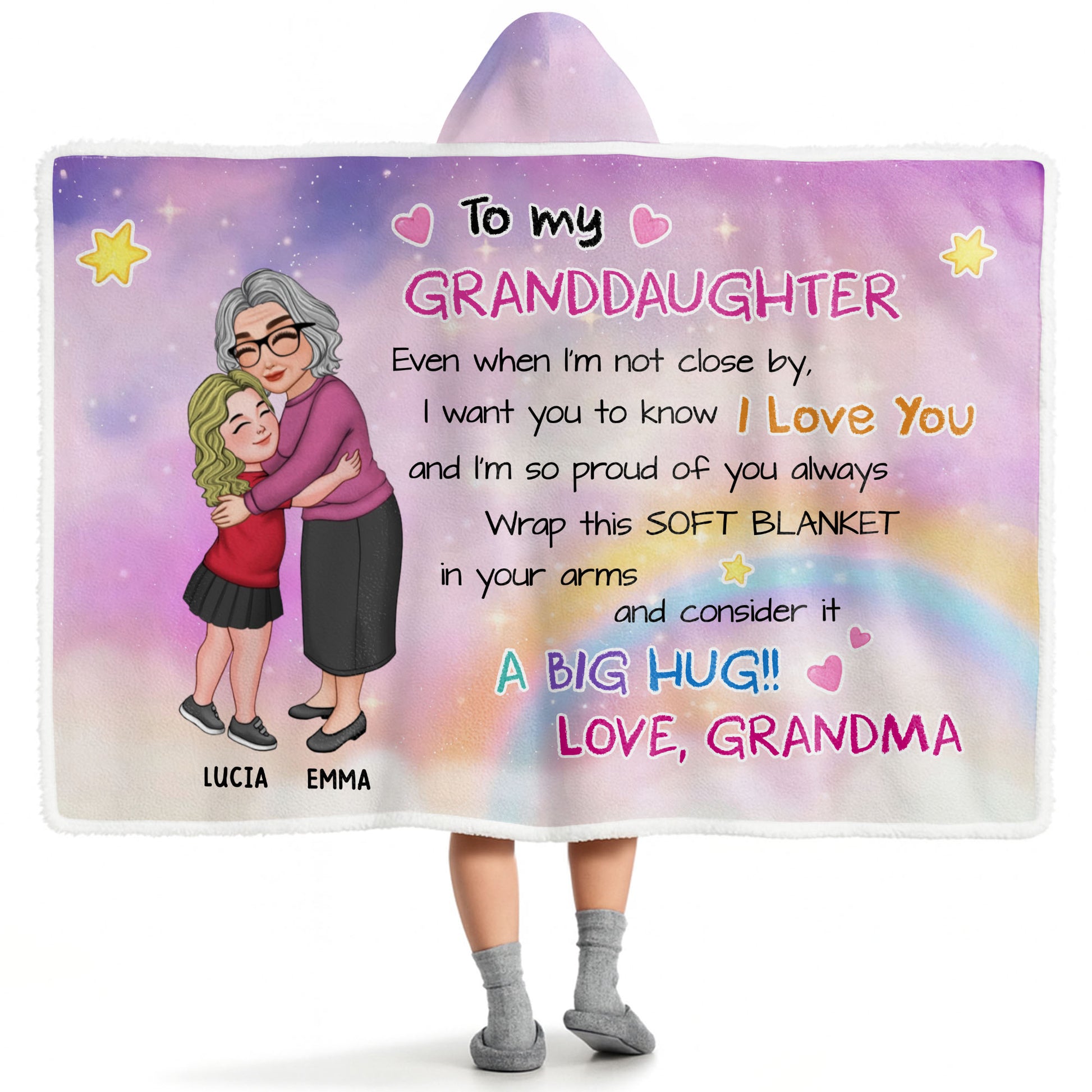 To My Granddaughter, Love And Proud Always, Hearts And Stars