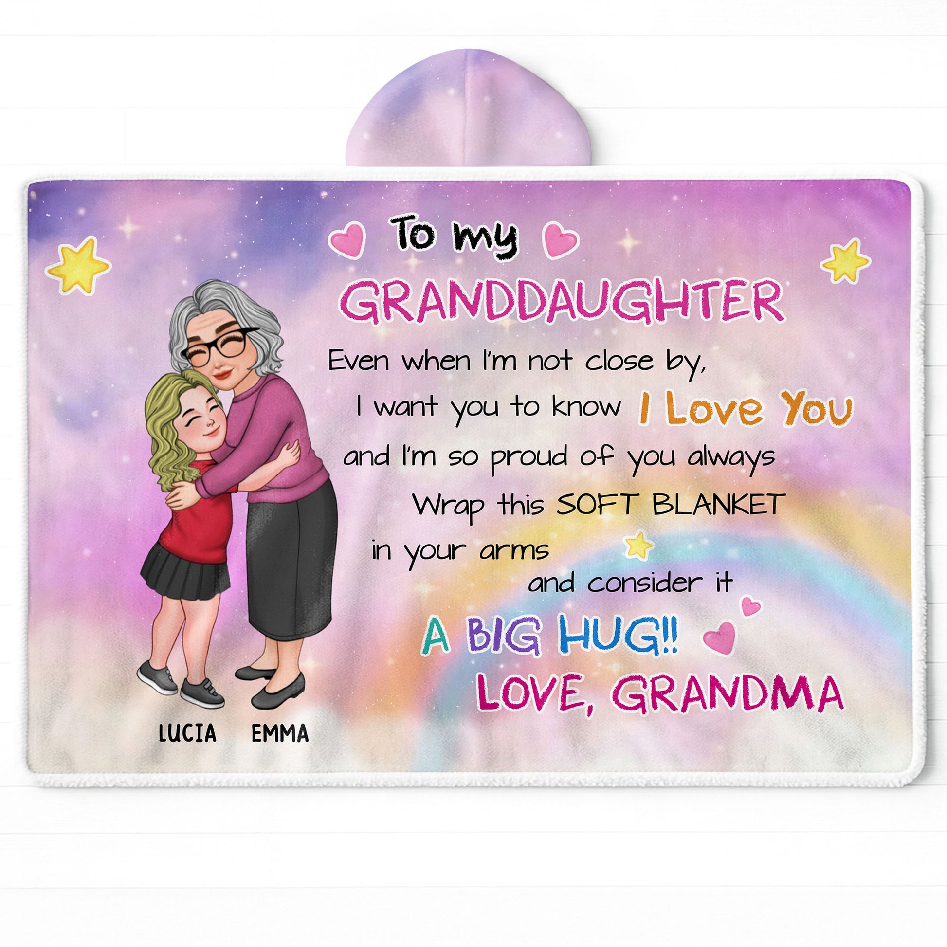 To My Granddaughter, Love And Proud Always, Hearts And Stars