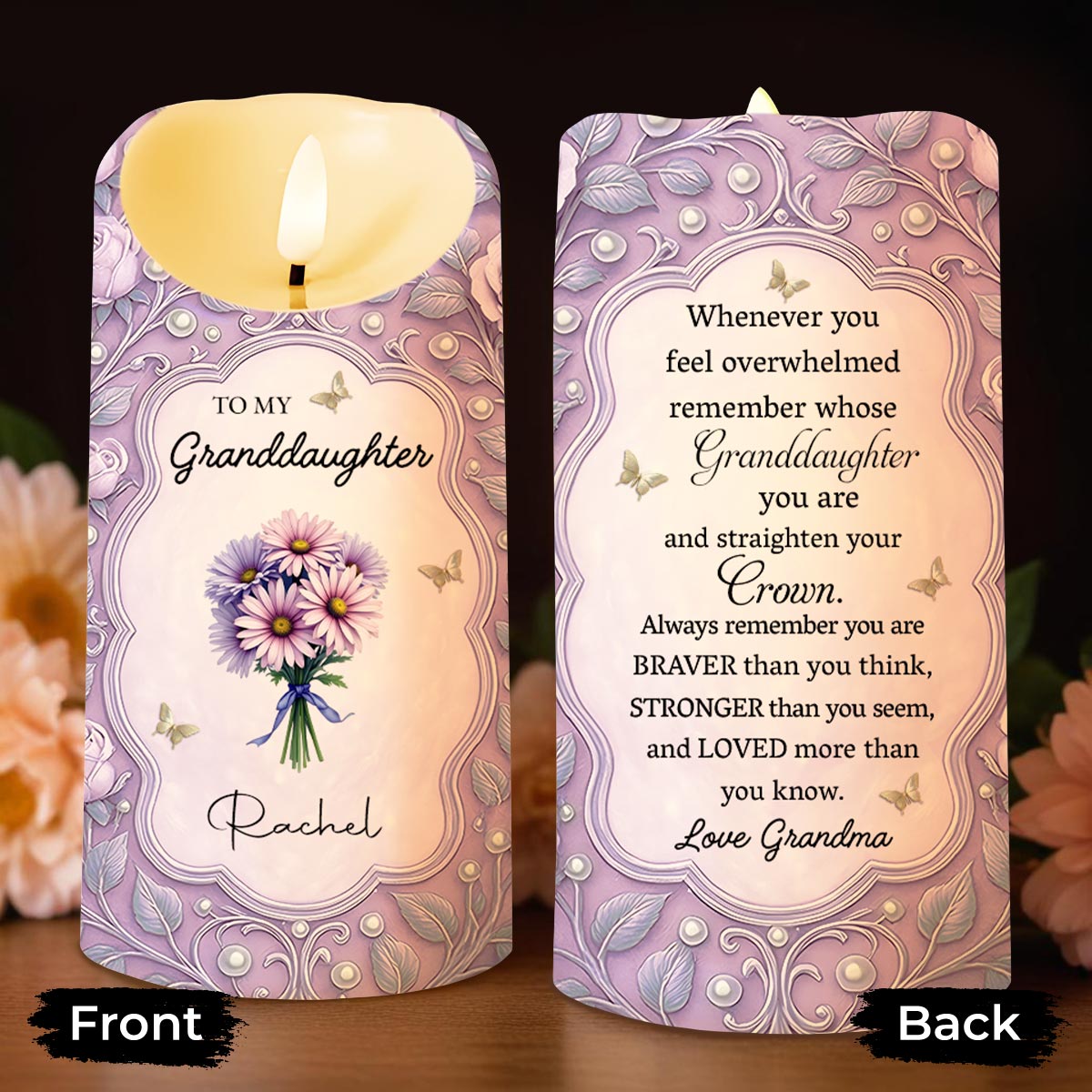 To My Granddaughter, Love Grandma, Flowers And Crown