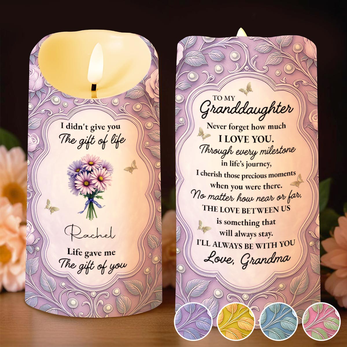 To My Granddaughter Love Between Us Message With Flowers