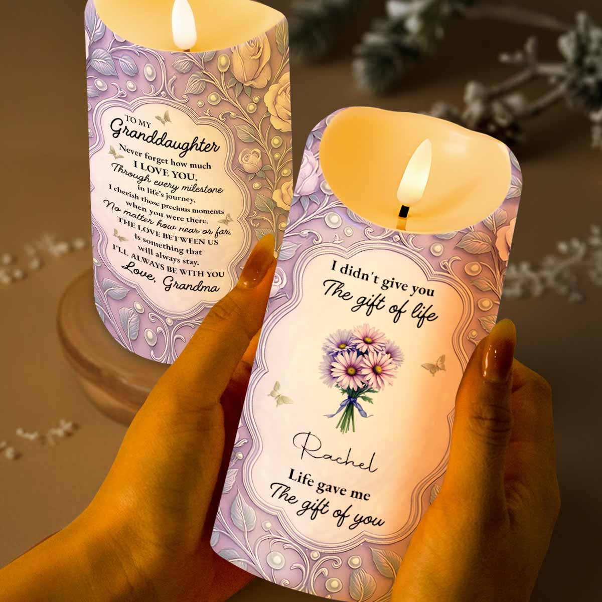 To My Granddaughter Love Between Us Message With Flowers